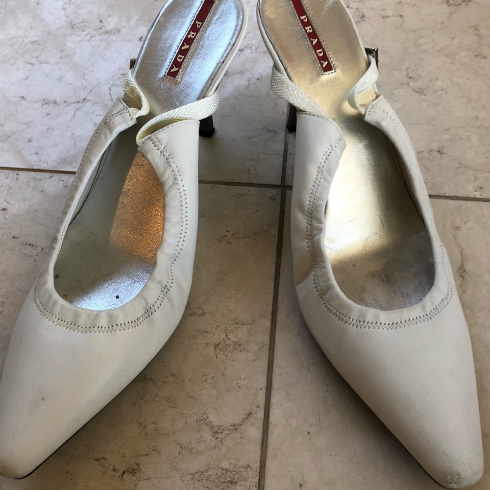 White Prada shoes heels size 40.5/10.5